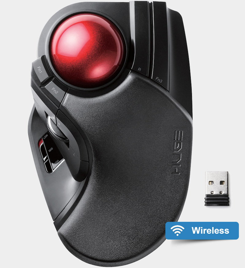 Elecom M-HT1DRBK HUGE Wireless Trackball