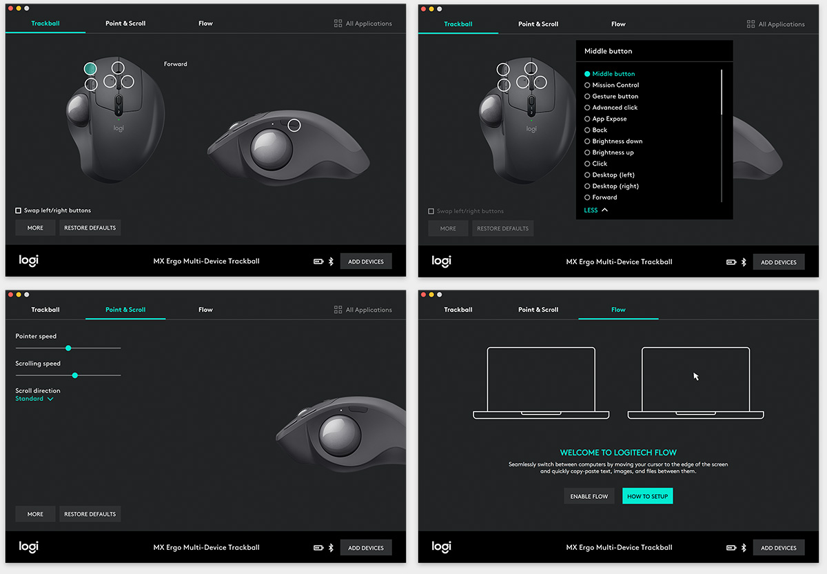 Logitech Options screenshots