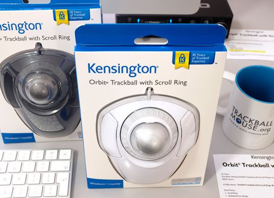 Kensington Orbit With Scroll Wheel Anniversary white and grey in box