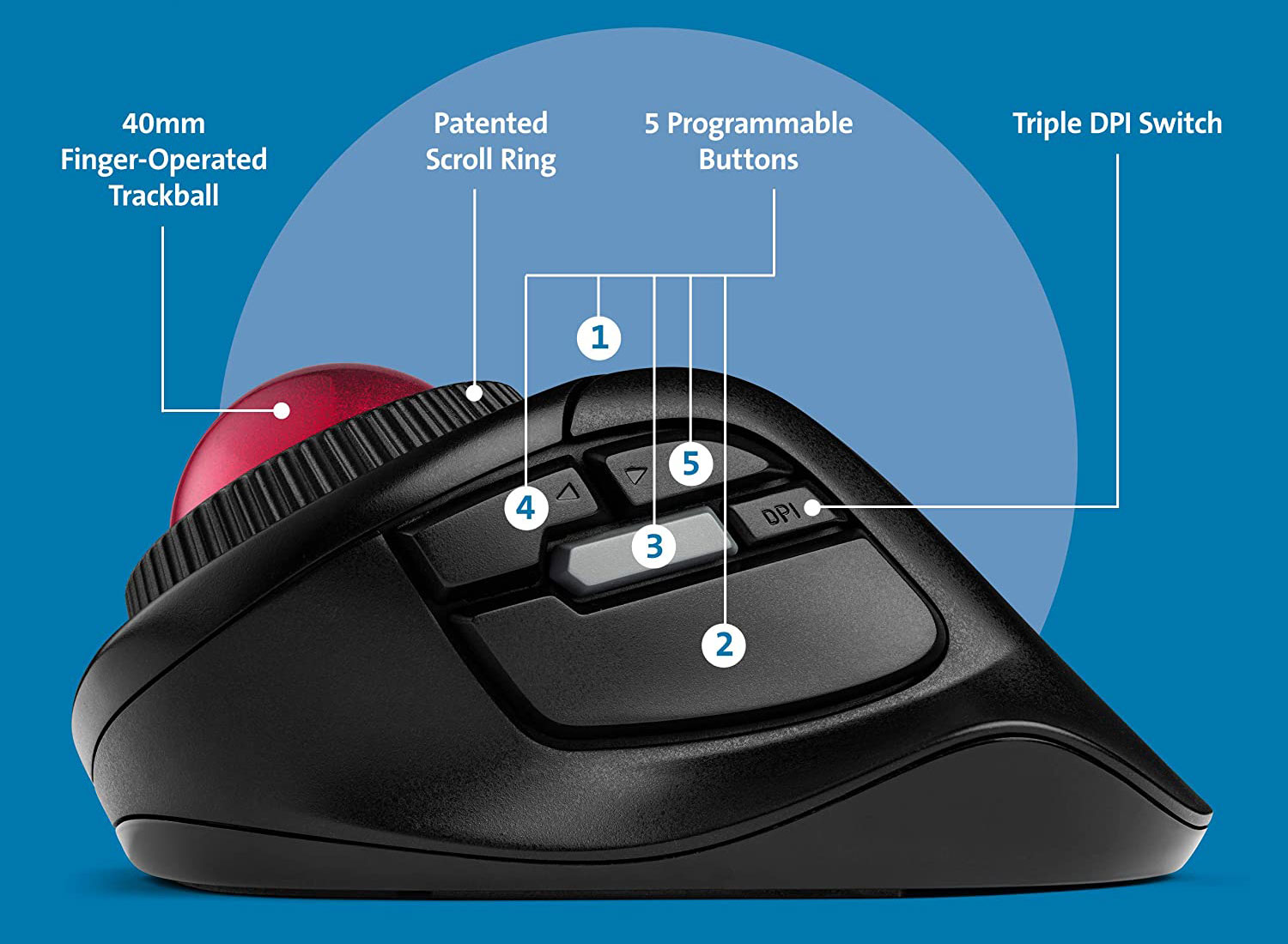 Kensington Orbit Fusion Wireless Trackball K72363WW buttons explanation